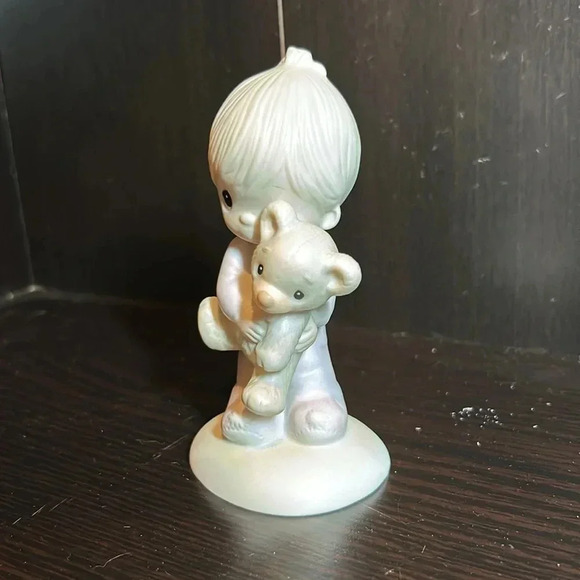 Precious Moments "Jesus Loves Me" 1978 Boy w/ Teddy Bear E-1372/B Figurine - Picture 5 of 9